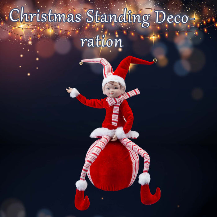 Christmas Sitting Elf Decoration 62cm x 20cm Red X 1