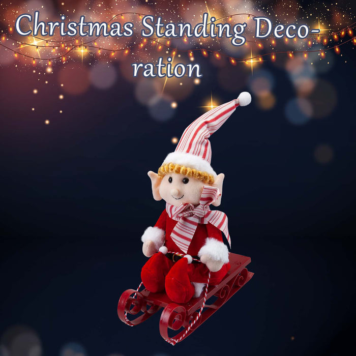 Christmas Elf On Sledge Decoration 31cm x 16cm Red X 1