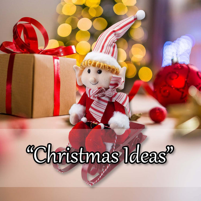 Christmas Elf On Sledge Decoration 31cm x 16cm Red X 1