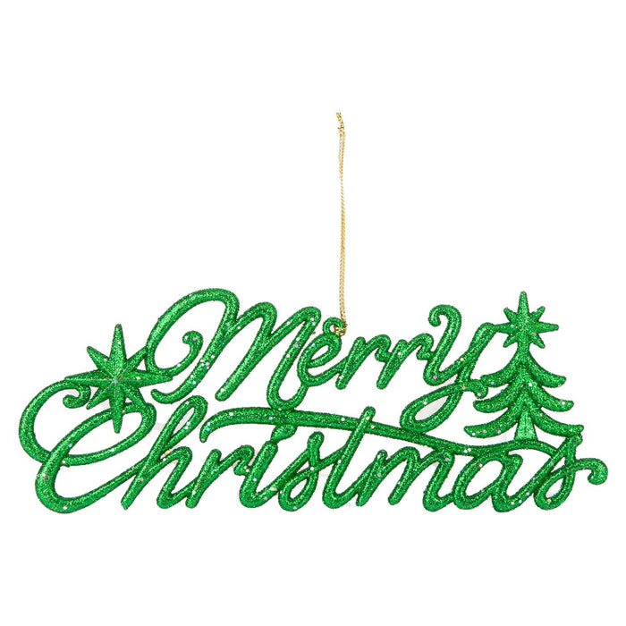 Christmas Merry Christmas Hanging Decoration 14cm x 20cm Green X 1