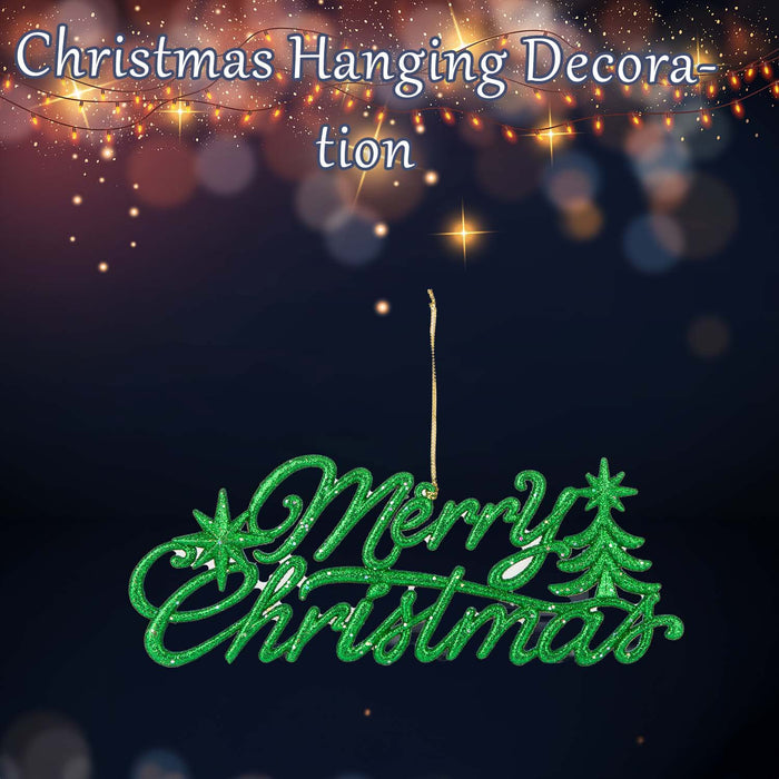 Christmas Merry Christmas Hanging Decoration 14cm x 20cm Green X 1