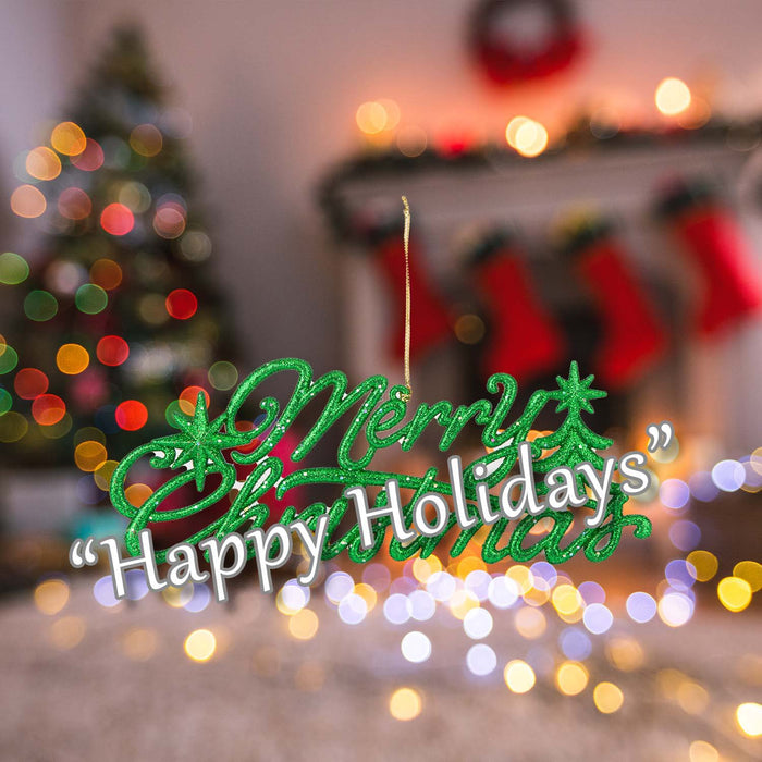 Christmas Merry Christmas Hanging Decoration 14cm x 20cm Green X 1