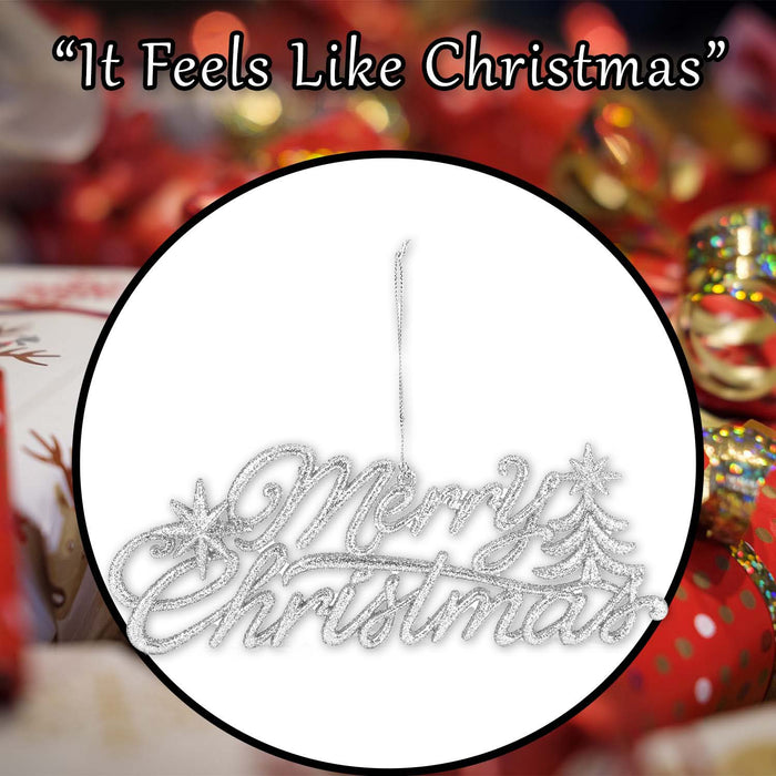 Christmas Merry Christmas Hanging Decoration 14cm x 20cm White X 1