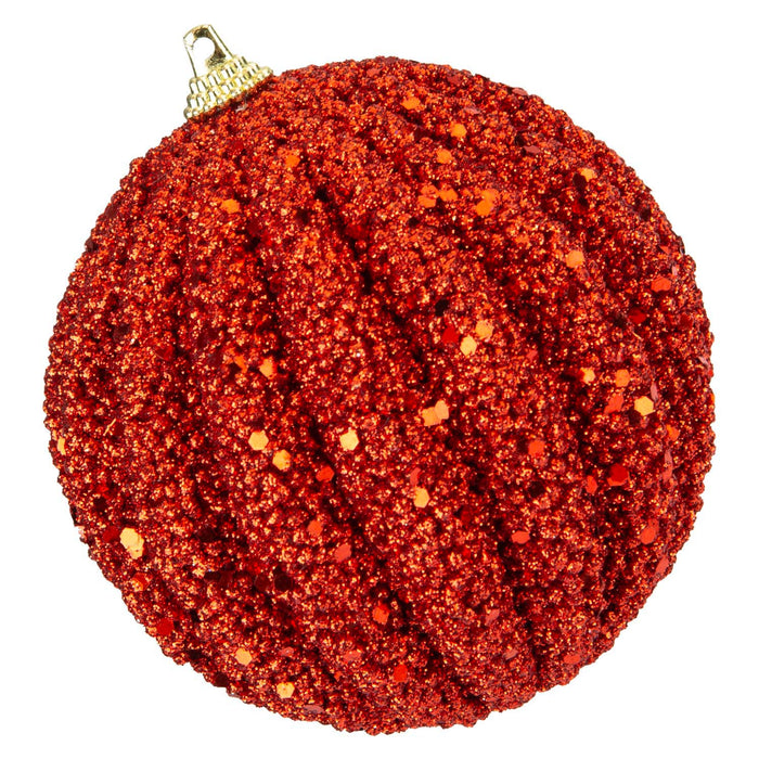 Christmas Glitter Hanging Ball Decoration 12cm x 11cm Red X 1