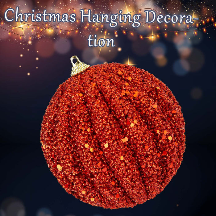 Christmas Glitter Hanging Ball Decoration 12cm x 11cm Red X 1