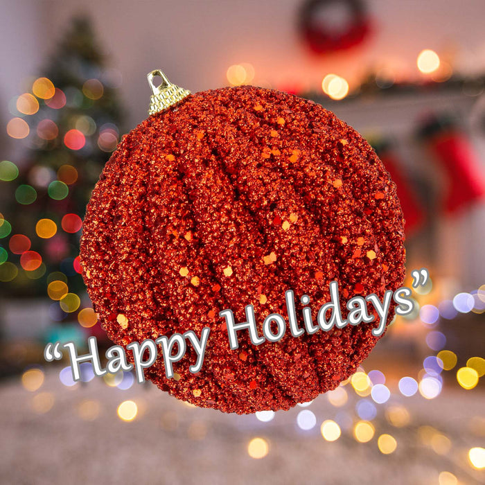 Christmas Glitter Hanging Ball Decoration 12cm x 11cm Red X 1