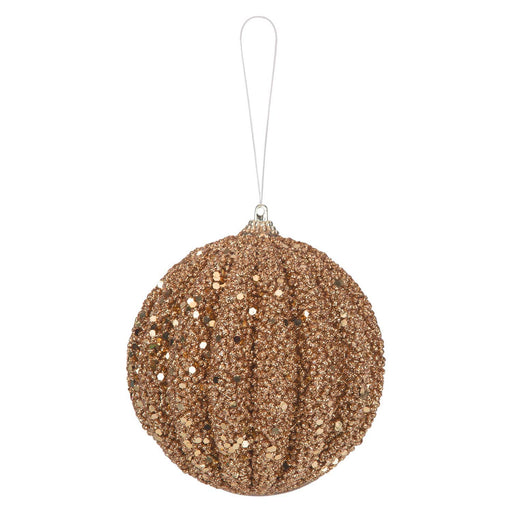 Christmas Glitter Hanging Ball Decoration 12cm x 11cm Cream X 1