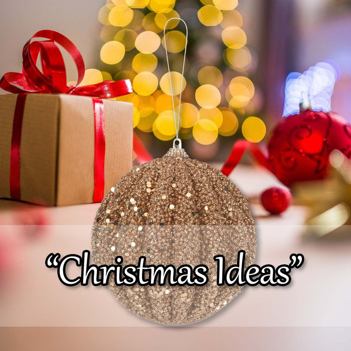 Christmas Glitter Hanging Ball Decoration 12cm x 11cm Cream X 1