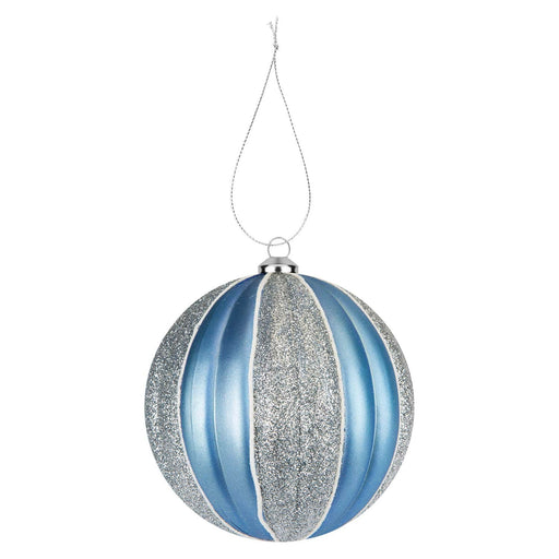 Christmas Hanging Ball Decoration 12cm x 10cm Silver X 1
