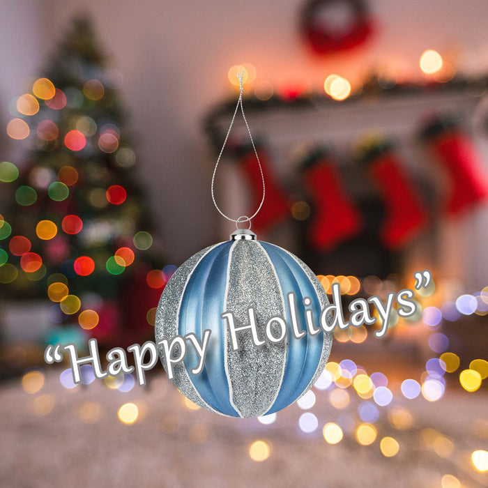 Christmas Hanging Ball Decoration 12cm x 10cm Silver X 1