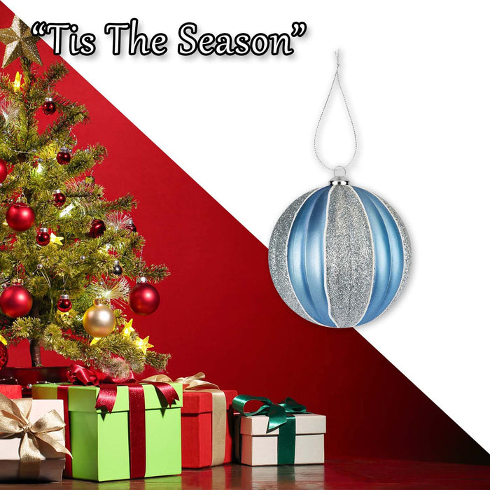 Christmas Hanging Ball Decoration 12cm x 10cm Silver X 1