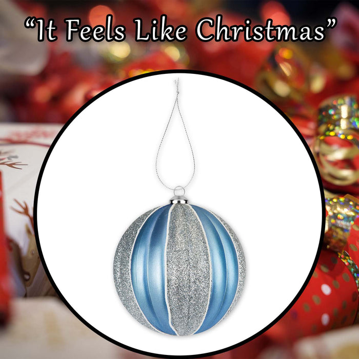 Christmas Hanging Ball Decoration 12cm x 10cm Silver X 1