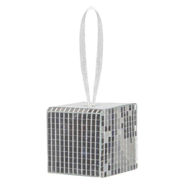 Christmas Gift Box Hanging Decoration 6cm x 6cm Silver X 1