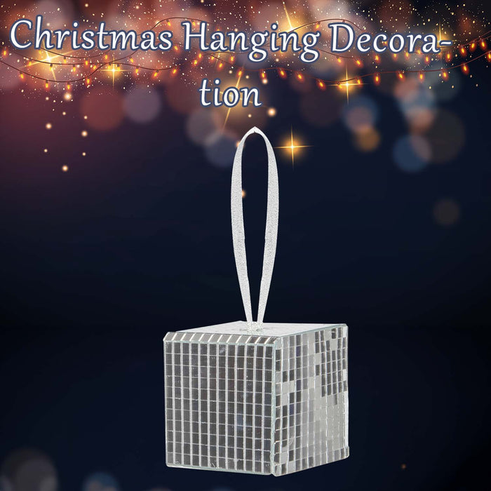 Christmas Gift Box Hanging Decoration 6cm x 6cm Silver X 1