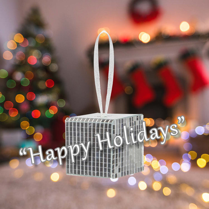 Christmas Gift Box Hanging Decoration 6cm x 6cm Silver X 1