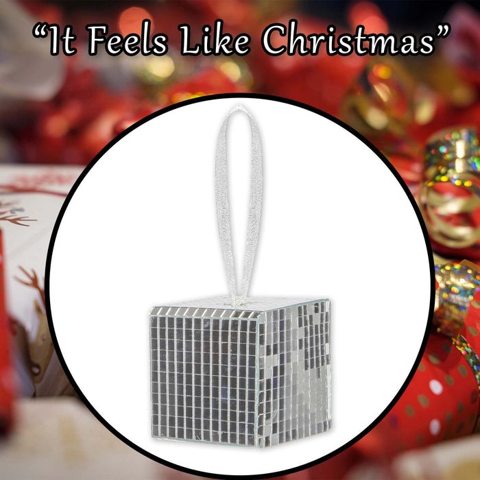 Christmas Gift Box Hanging Decoration 6cm x 6cm Silver X 1