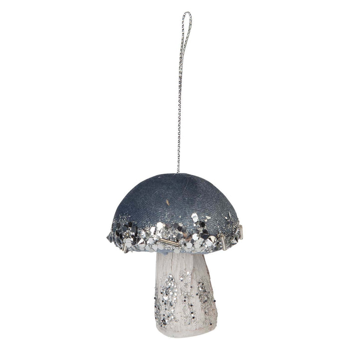 Christmas Velvet Mushroom Hanging Decoration 8cm x 6cm Blue X 1