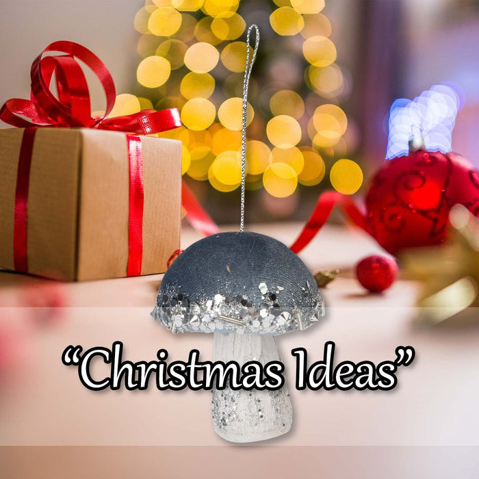 Christmas Velvet Mushroom Hanging Decoration 8cm x 6cm Blue X 1