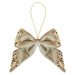 Christmas Velvet Bow Hanging Decoration 18cm x 23cm Gold X 1