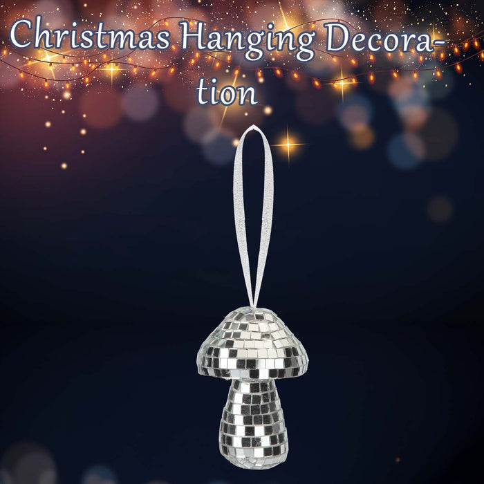 Christmas Velvet Mushroom Hanging Decoration 9cm x 6cm Silver X 1