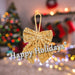 Christmas Sequins Bow Hanging Decoration 30cm x 22cm Gold X 1