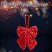Christmas Sequins Bow Hanging Decoration 30cm x 22cm Red X 1