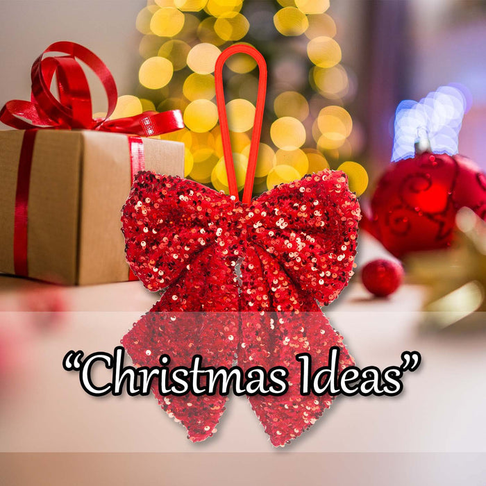 Christmas Sequins Bow Hanging Decoration 30cm x 22cm Red X 1