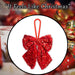 Christmas Sequins Bow Hanging Decoration 30cm x 22cm Red X 1