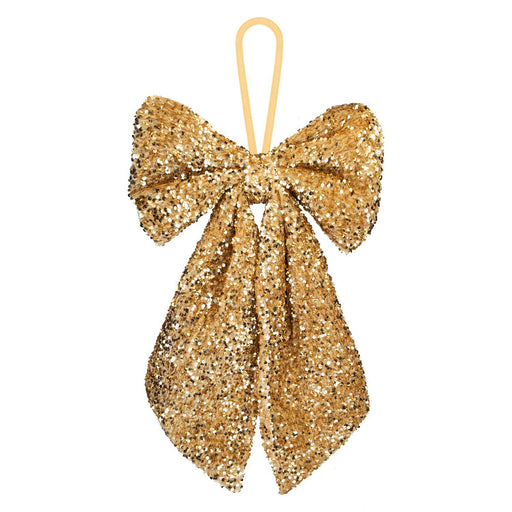 Christmas Sequins Bow Hanging Decoration 58cm x 59cm Gold X 1