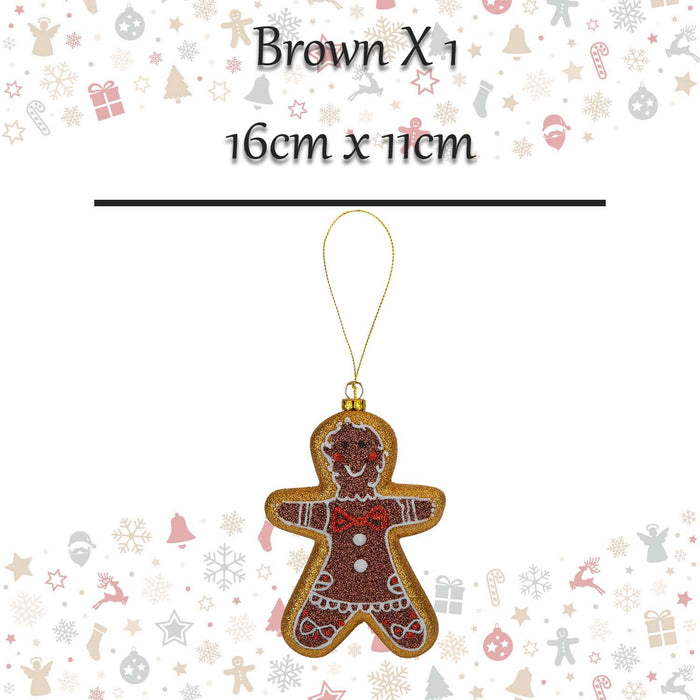 Christmas Gingerbread Man Hanging Decoration 16cm x 11cm Brown X 1