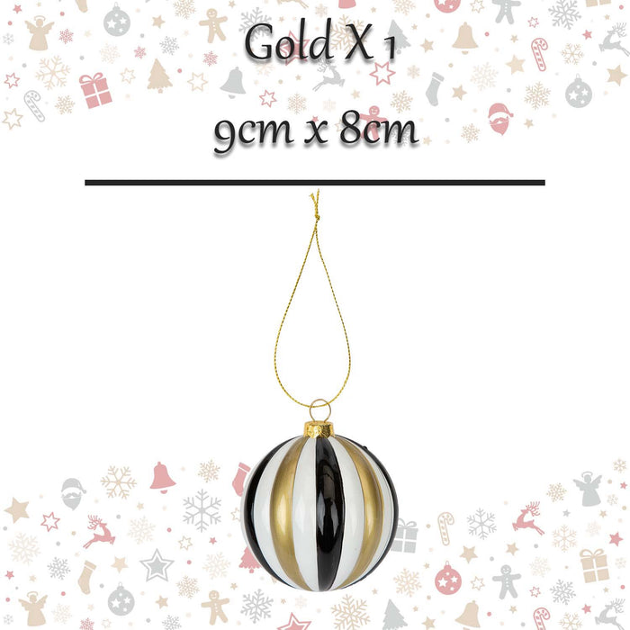 Christmas Hanging Ball Decoration 9cm x 8cm Gold X 1
