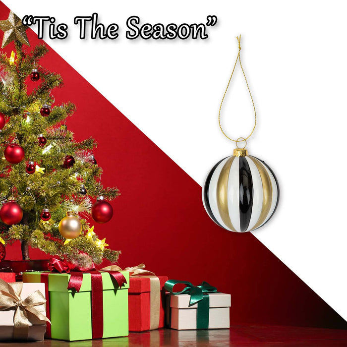 Christmas Hanging Ball Decoration 9cm x 8cm Gold X 1