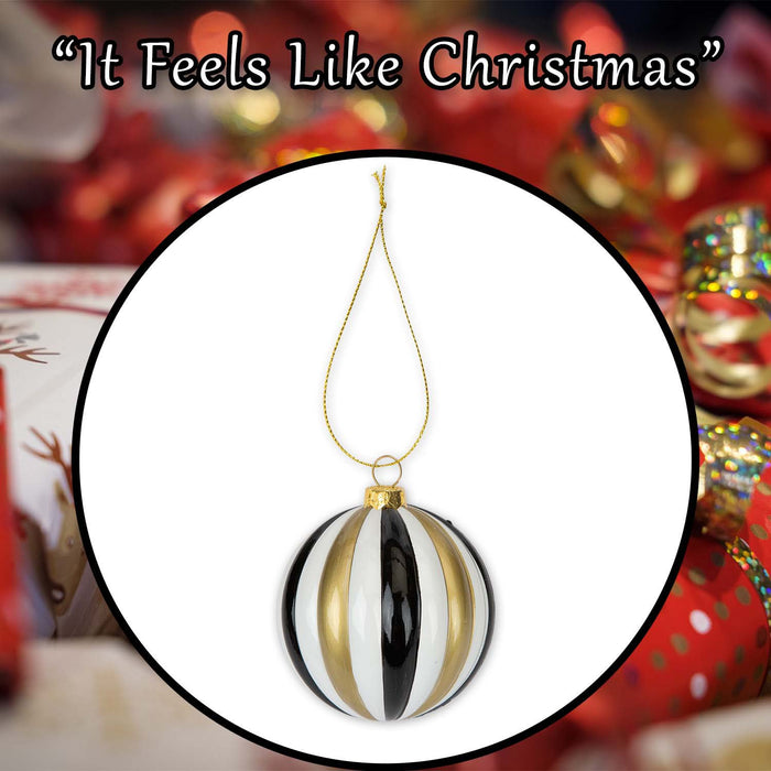 Christmas Hanging Ball Decoration 9cm x 8cm Gold X 1