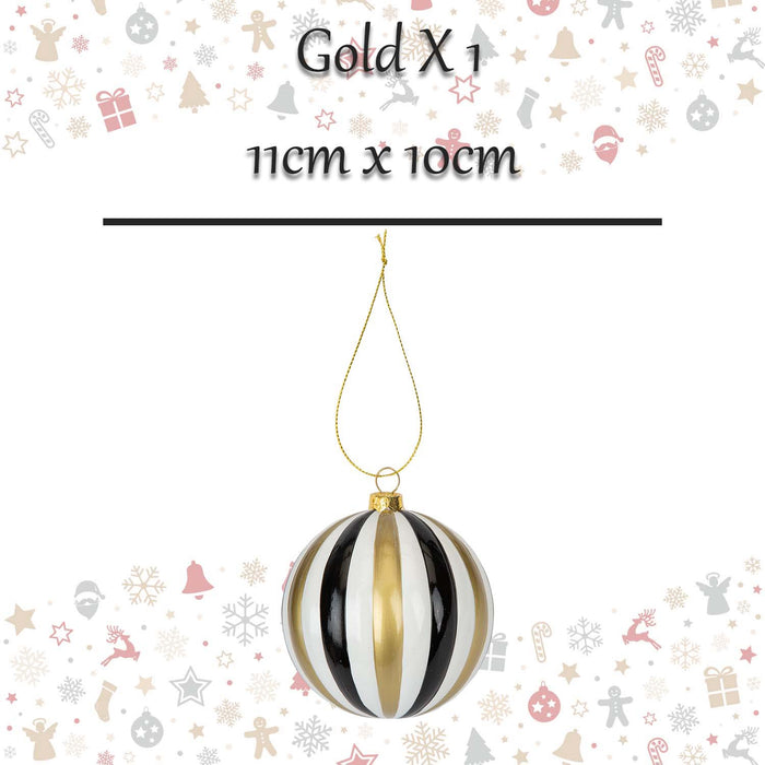 Christmas Hanging Ball Decoration 11cm x 10cm Gold X 1