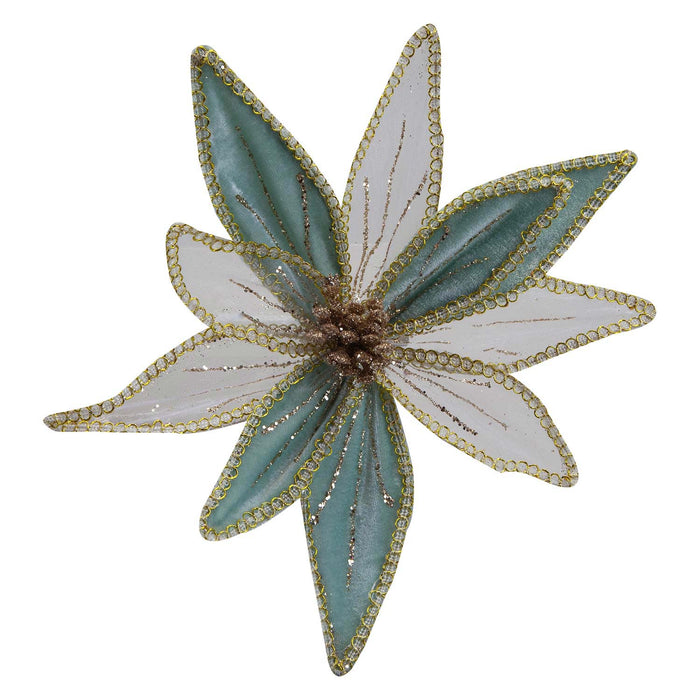 Christmas Poinsettia Clip Decoration 14cm x 4cm Green X 1