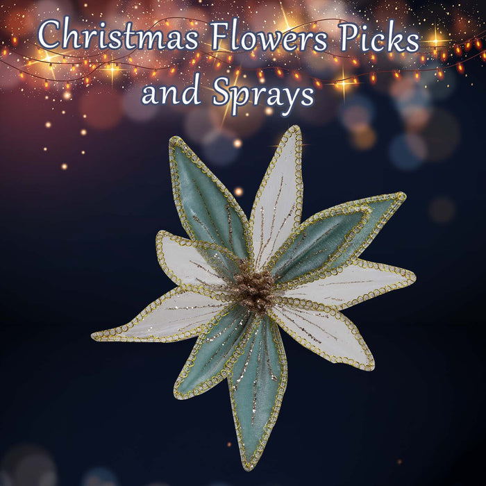 Christmas Poinsettia Clip Decoration 14cm x 4cm Green X 1