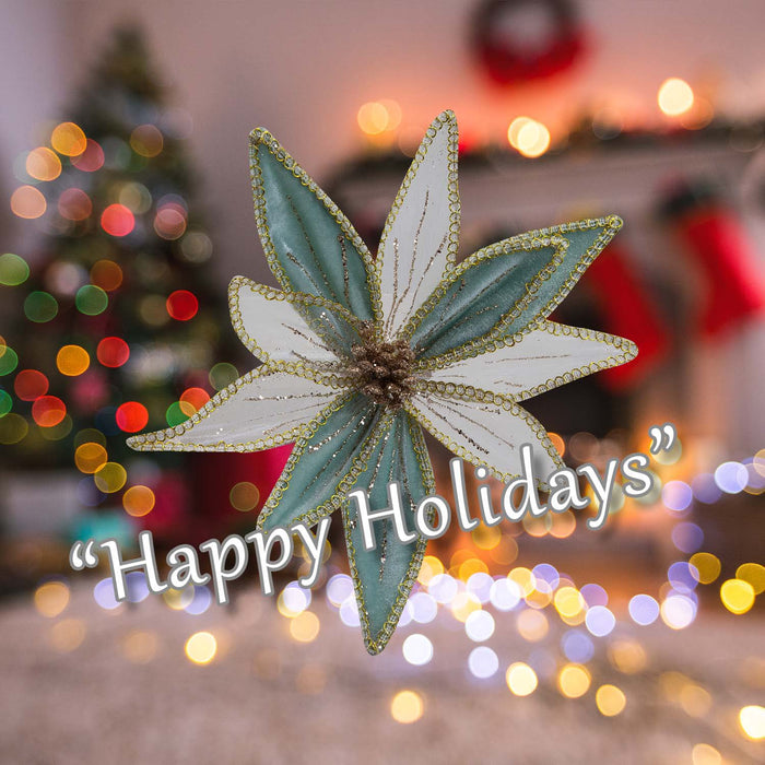Christmas Poinsettia Clip Decoration 14cm x 4cm Green X 1