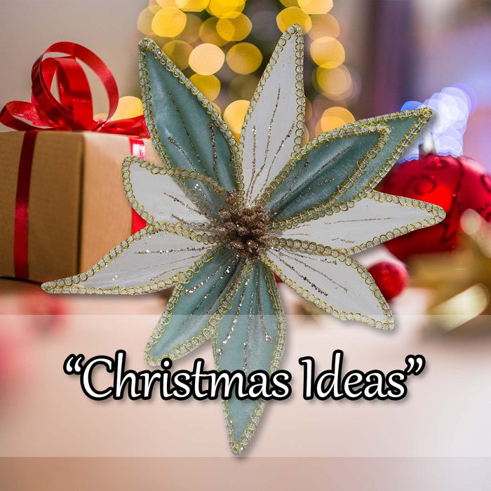 Christmas Poinsettia Clip Decoration 14cm x 4cm Green X 1