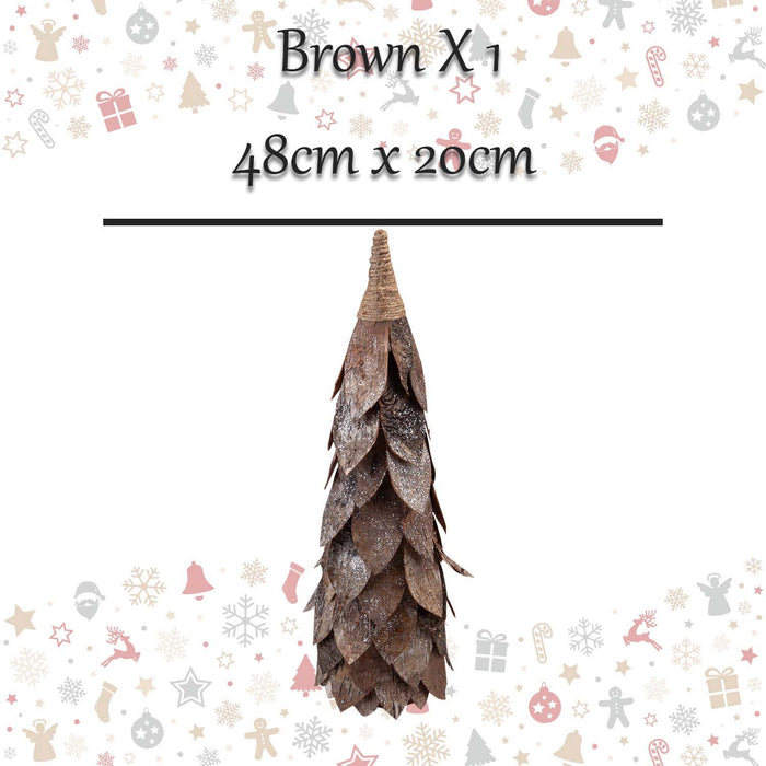 Christmas Wood Cone Decoration 48cm x 20cm Brown X 1