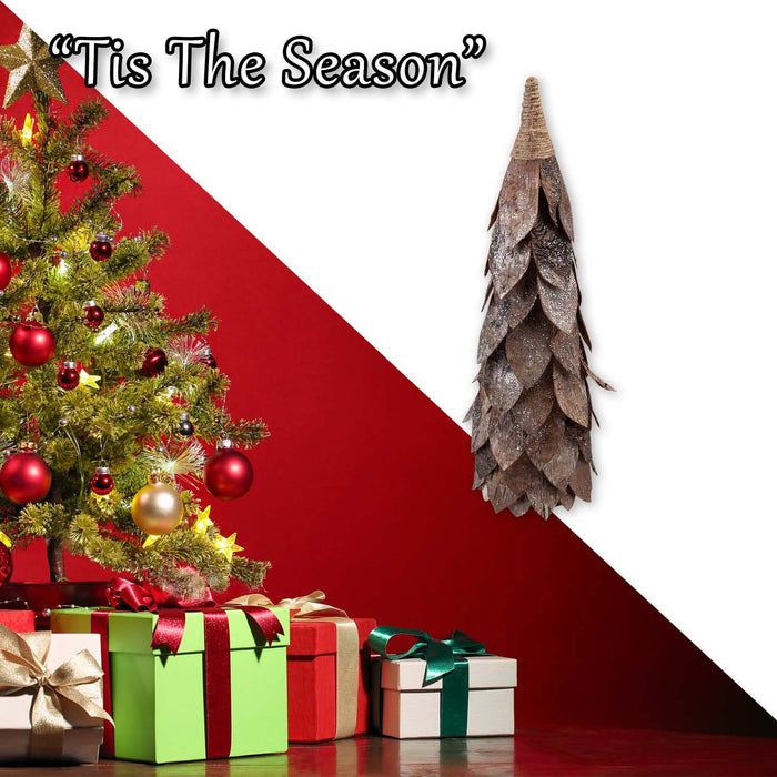 Christmas Wood Cone Decoration 48cm x 20cm Brown X 1