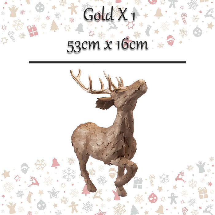 Christmas Standing Deer Decoration 53cm x 16cm Gold X 1