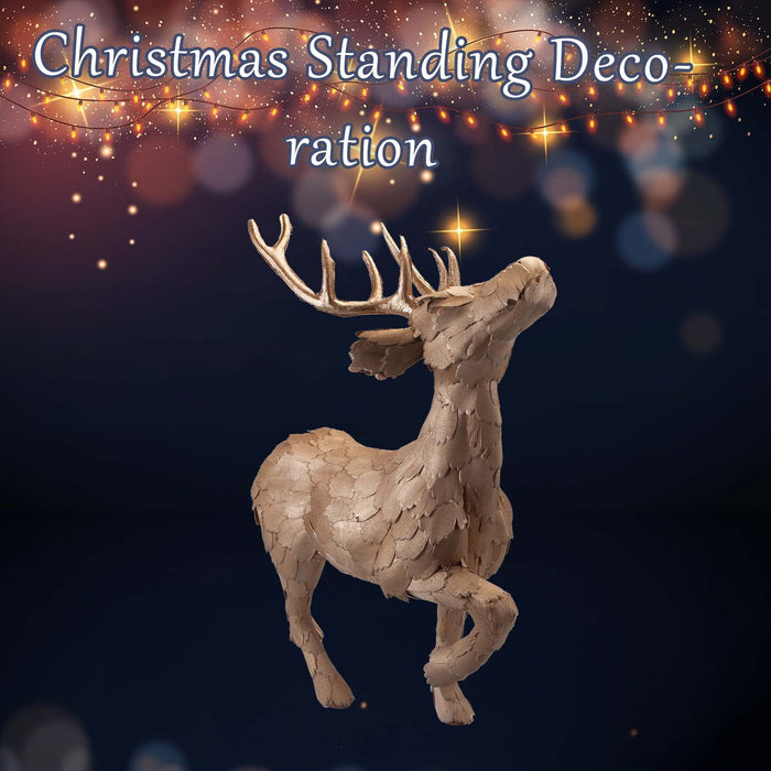 Christmas Standing Deer Decoration 53cm x 16cm Gold X 1