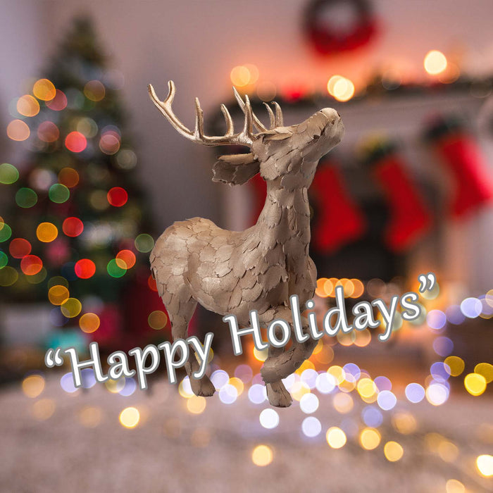 Christmas Standing Deer Decoration 53cm x 16cm Gold X 1