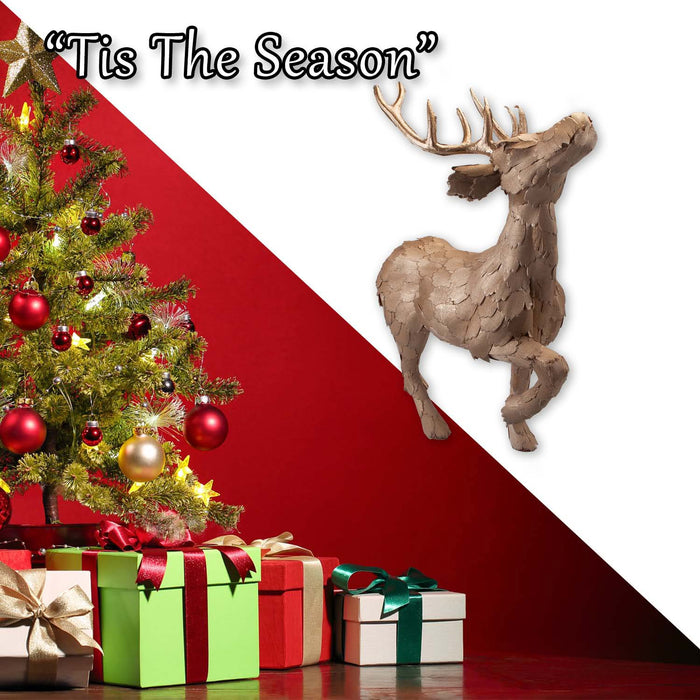 Christmas Standing Deer Decoration 53cm x 16cm Gold X 1