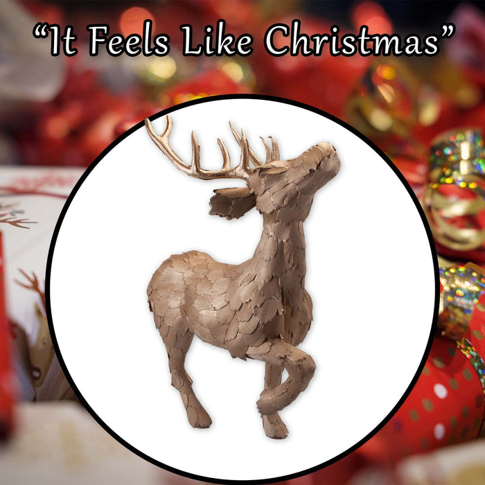 Christmas Standing Deer Decoration 53cm x 16cm Gold X 1