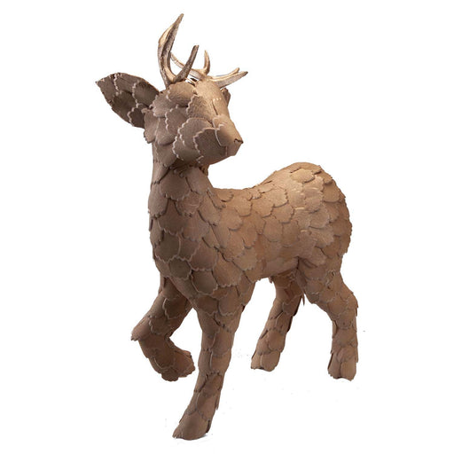Christmas Standing Deer Decoration 37cm x 10cm Gold X 1