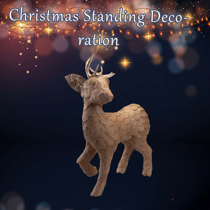 Christmas Standing Deer Decoration 37cm x 10cm Gold X 1