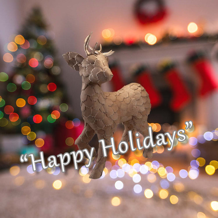 Christmas Standing Deer Decoration 37cm x 10cm Gold X 1