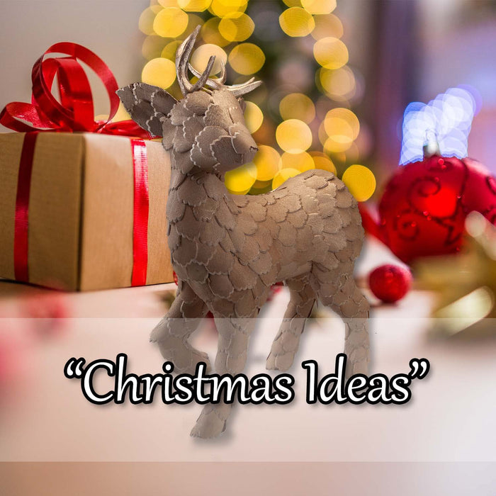 Christmas Standing Deer Decoration 37cm x 10cm Gold X 1