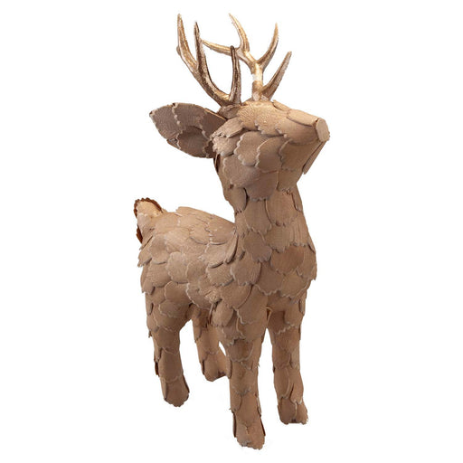 Christmas Standing Deer Decoration 34cm x 8cm Gold X 1